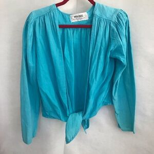 Turquoise Tie-Front Women's Top